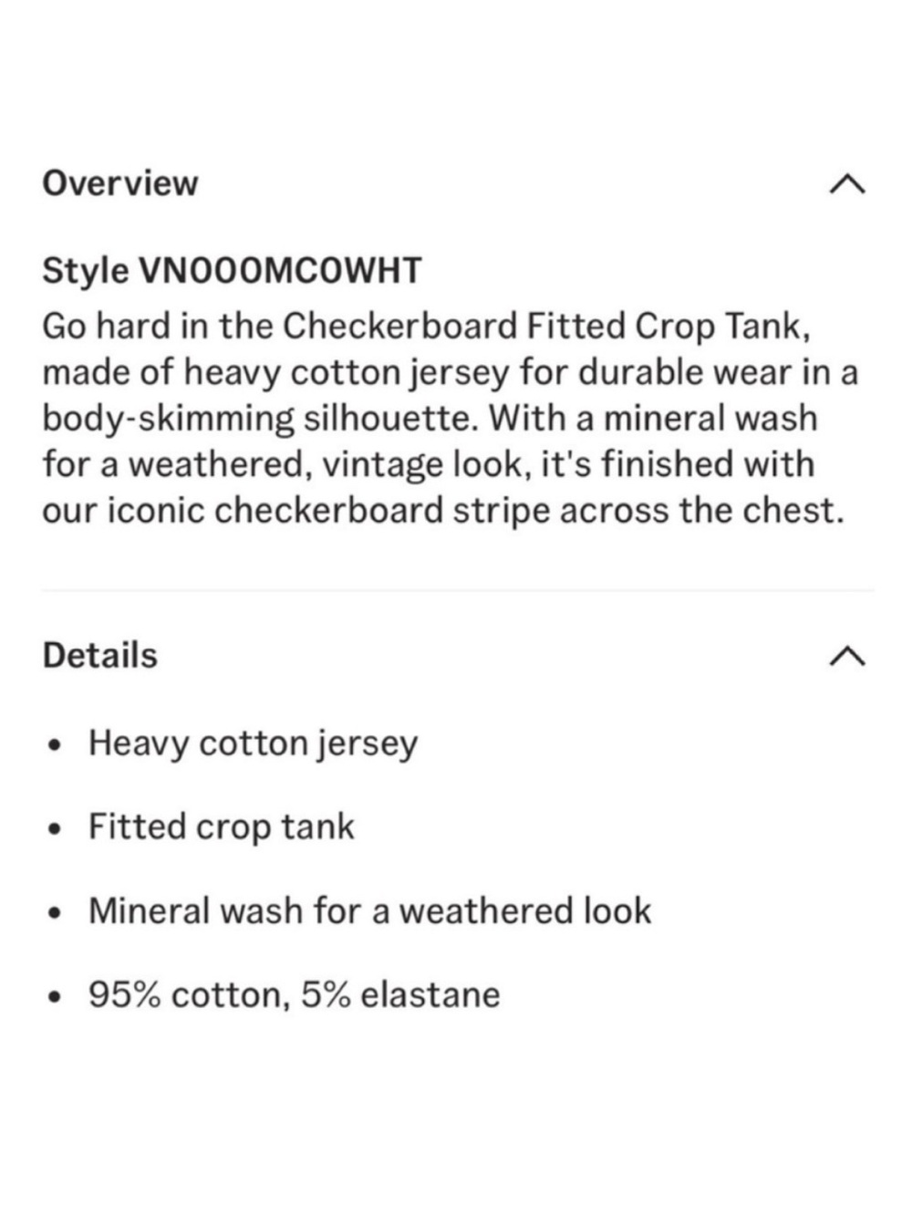 NWT Vans Checker graphic crop tank size small - Picture 5 of 5